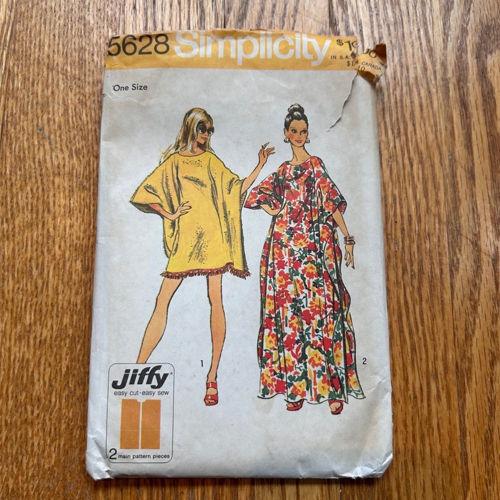 Simplicity Sewing Pattern 5628 Cut Multi Vintage 70s Caftan Boho Jiffy